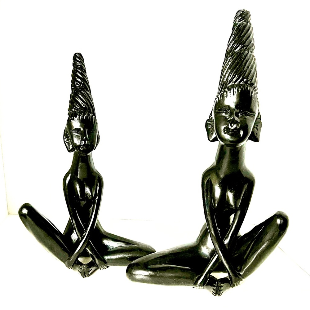 HAND CARVED WOOD FEMALE FIGURES
